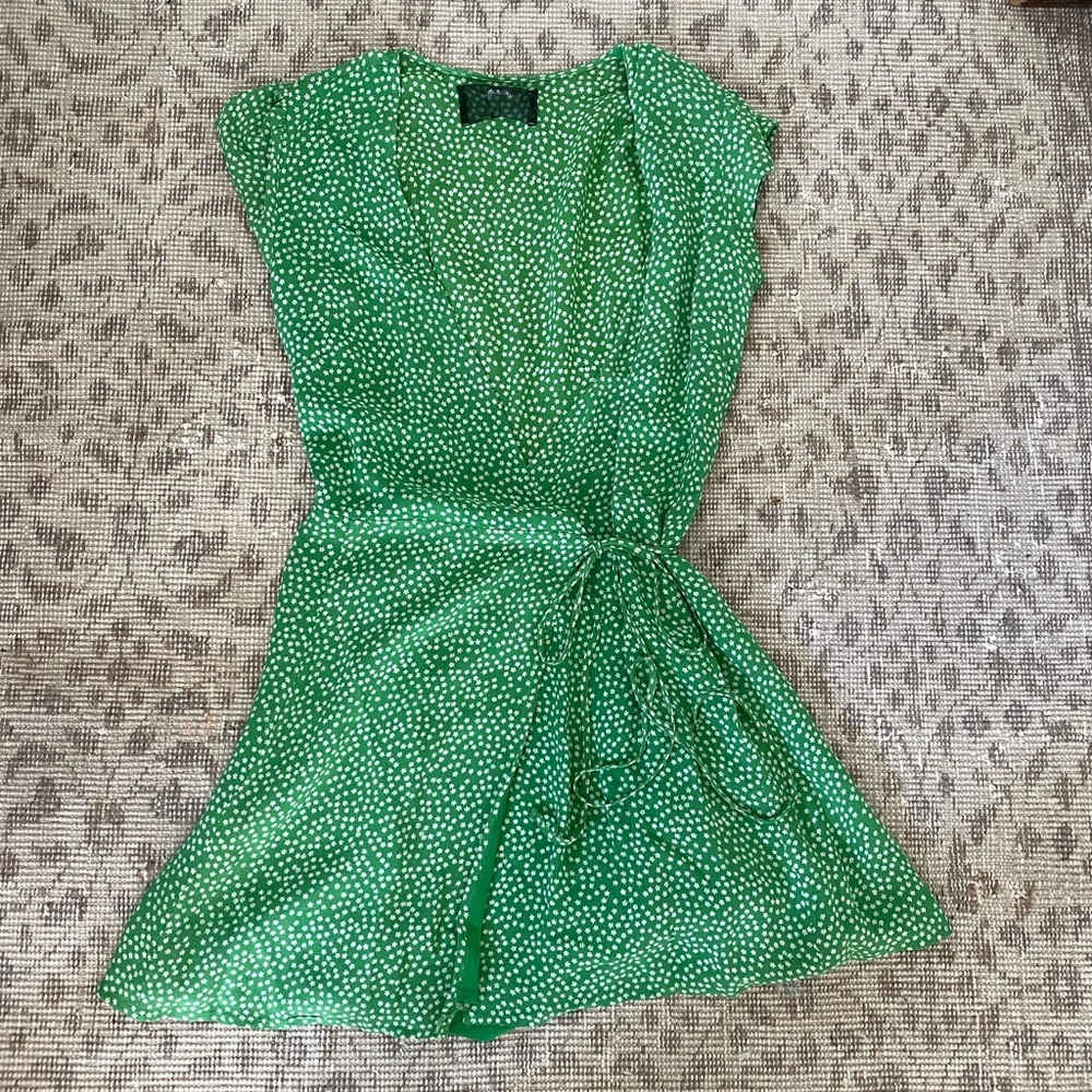 Green Floral Reformation Wrap Dress